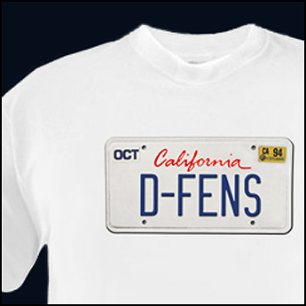 D-FENS defense Falling Down LICENSE PLATE pro American Cali TSHIRT (All Sizes) - Picture 1 of 1